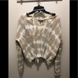 Tan and white tie dye cropped sweater